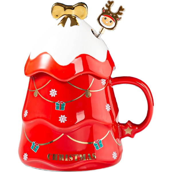 Keramisk julekop med snefnug-låg og rør 17 oz