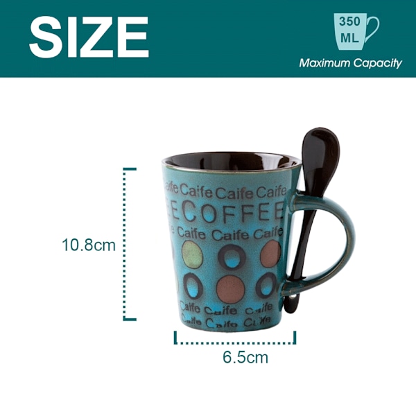 350 ml keramisk kop retro personlighedstrend krus enkel kop kaffe blue