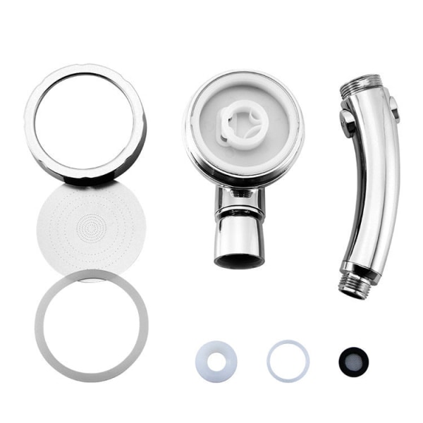 Baderom Premium Dusjhode Justerbar One-Click Vannstopp Bryter Multifunksjon Superlading Silver