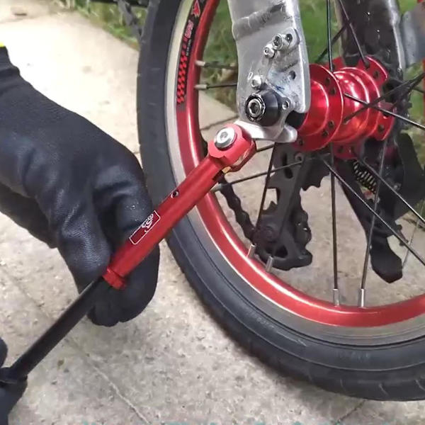 Sammenfoldelig cykelsidestøtte. Cykelstativ fleksibel teleskopstruktur Red