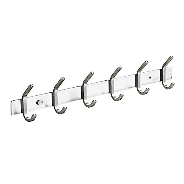 Vägghängd klädhängare med 6 krokar - Vägghängare i rostfritt stål, modern design klädhängare, handdukshängare för badrum för hall Hall