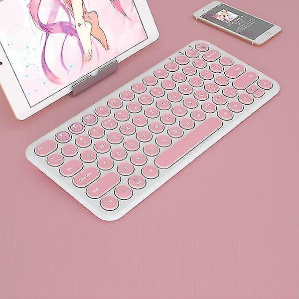 Qwert Bluetooth iPad Tastatur Mussett For Laptop PC Mini Oppladbar Magic Keyboard (rosa)