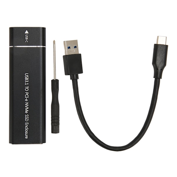 M.2 NVMe SSD Kabinet 10Gbps 2TB USB 3.1 Type C UASP Protokol Type C SSD Kabinet til 2230 2242 2260 2280 SSD Sort Type A til C Kabel