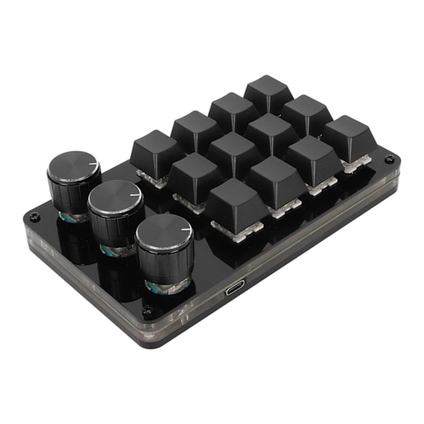 Mini 12-knapps tangentbord med 3 rattar, anpassningsbar programmering, hot-swap, kabelseparation, mekaniskt tangentbord med blå brytare