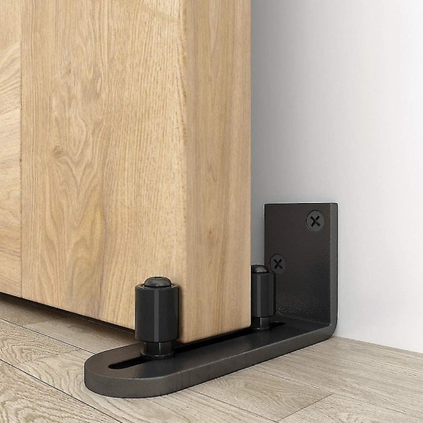 Ladugårdsdörr Golvstyrningar Justerbar Stay Roller Hardware Kit, svart