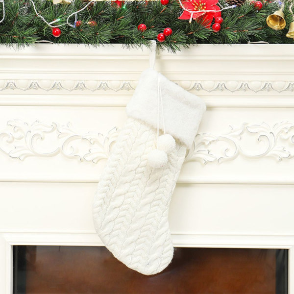 Julstrumpa dekorationsstrumpa VIT White