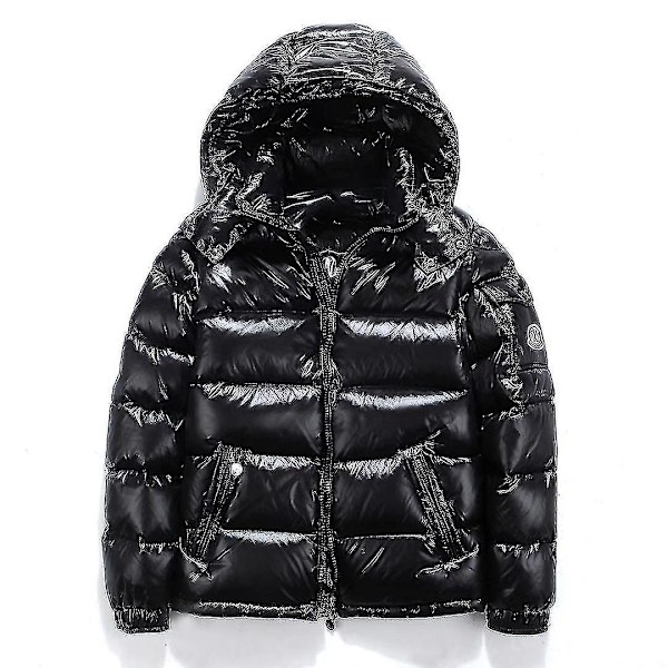 Glänsande dunjacka Vinterjacka Ståkrage dunjacka med luva Silver 2XL