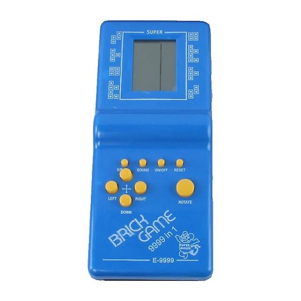 Retro bärbar klassisk handhållen Tetris-spelkonsol - 8-bitars vintage med tidlöst spelande och LCD-skärm - spelbar var som helst Blue