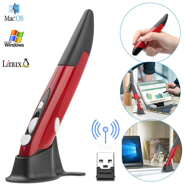 Trådløs pegemus Optisk USB USB Tegne Stylus Mini PC Mus Red