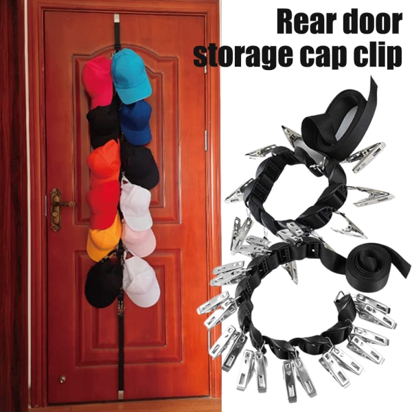 Veggmontert baseballcaps-stativ med 10 klips - Bærbar hatt-organisator 10 Clips