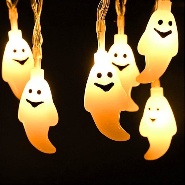 Halloween merkkivalo, 3M 20 LED Ghost Light, Ghost Halloween -koristeluvalot, Ghost String Lights Halloween Party -koristeluun