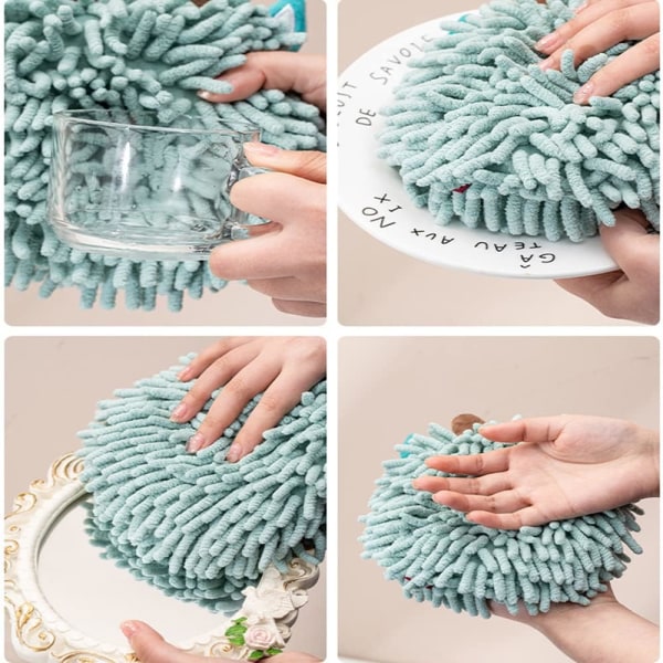 Hängande badrumshanddukar med hängande öglor Söta djur Chenille Dekorativ bollhandduk Fluffig mikrofiberplysch Snabbtorkande