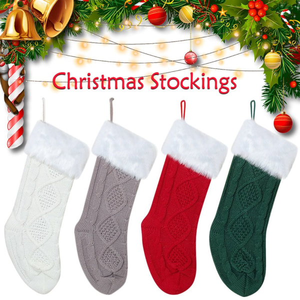 Julstrumpor Ullstickad RÖD Red