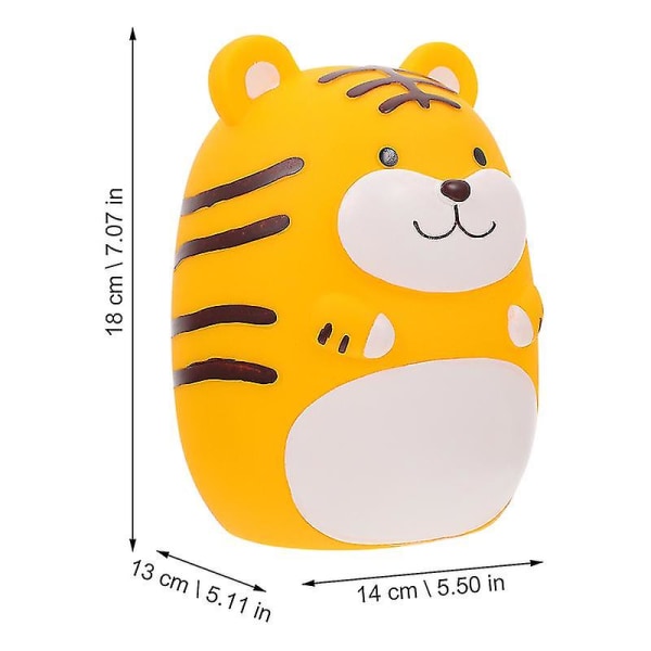 1 stk Tiger Shape Design sparegris Anti-fald fleksibel plast sparegris (gul)