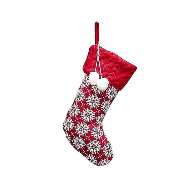 Nyår Julstrumpa Säck Julklapp Godispåse Julpynt för hemstickad strumpa Julgransdekoration