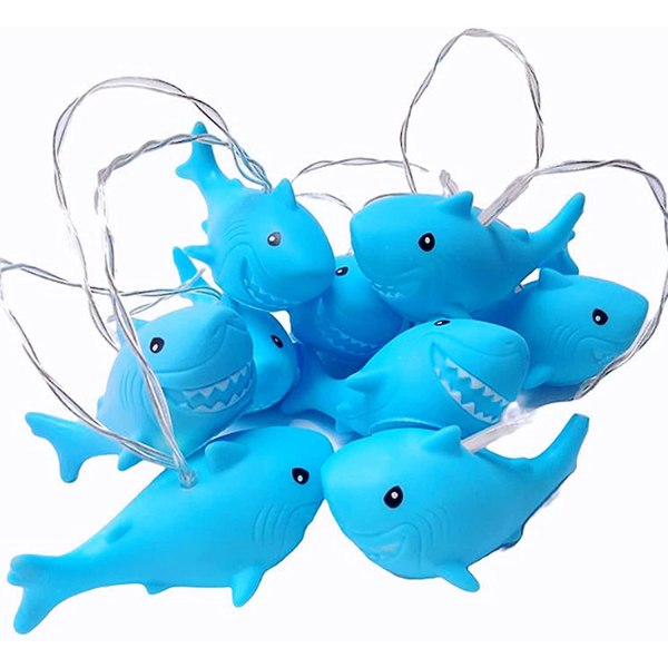 1,5 m 10 Led Shark String Lights Batteridriven Led Fairy Fantastiska lampor för sovrum Baby Room Barnrum Födelsedagsfest dekoration (haj)