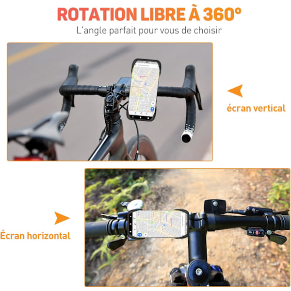 Sykkeltelefonholder, Motorsykkeltelefonholder 360° rotasjon, Universell