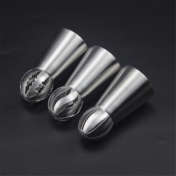 3 stk store spritsdyse / tyller - Rustfritt stål silver