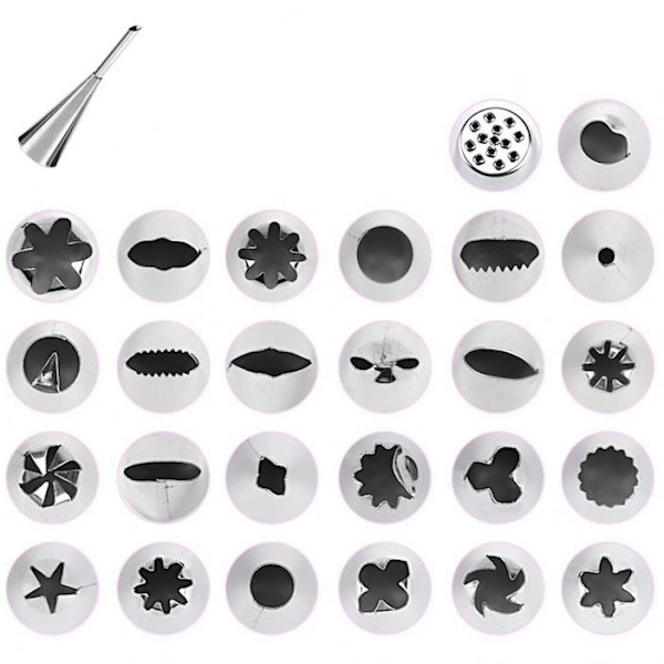 Tyllsett - 27 stk Spritstykker, Spritpose & Kobling - Cake Tool blue