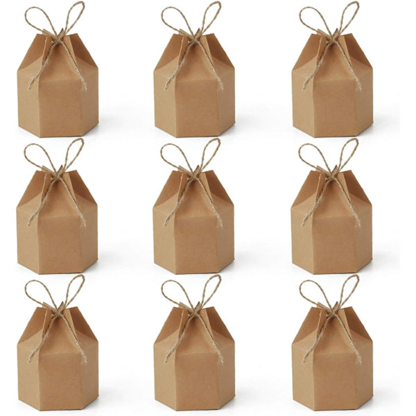 50 Pack Papier Boîtes Cadeaux Lanterne Hexagone Kraft Papier Boîte