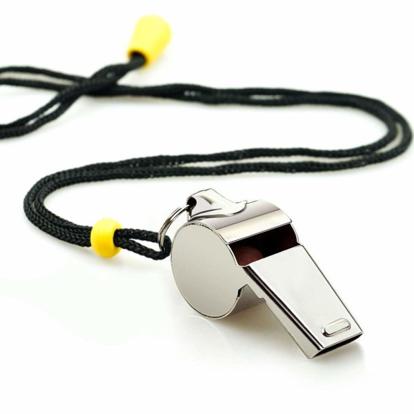 Safety Whistle - 2-pack sportsfløjte i rustfrit stål med Lanya