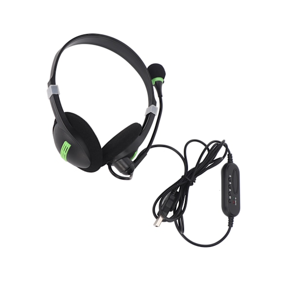 USB Business Headset med Mikrofon Binaural Brusreducering Volymjustering Ljudlös USB Trådbunden Hörlur