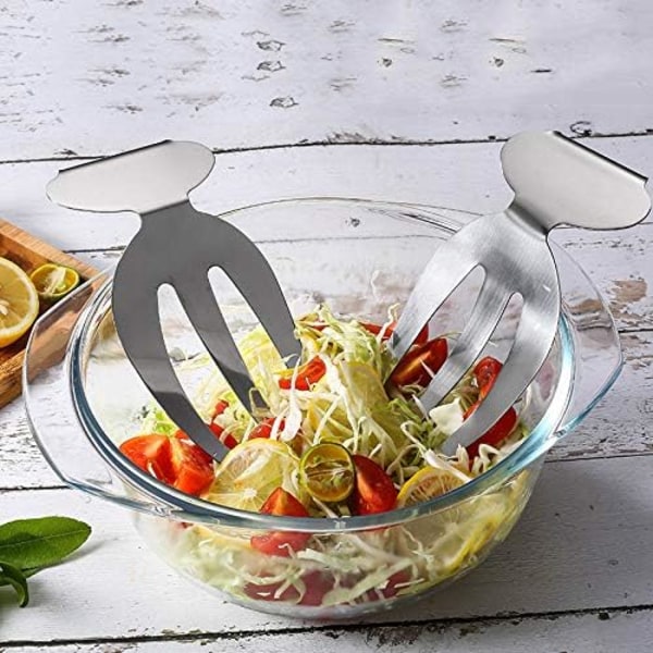 Salaattiruokailuvälineet 2 kpl ruostumattomasta teräksestä valmistetut salaattipihdit keittiövälineet salaatin sekoitusta varten Hedelmät Nuudelinostin Astianpesukoneen kestävä