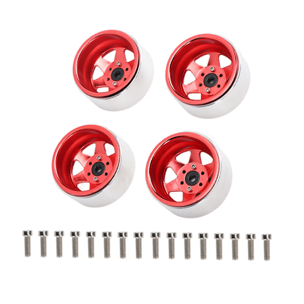 4KPL RC Auton Vanteen Keskiö 2.2 tuuman Halkaisija Metallinen Helppo Asennus RC Auton Osat AXIAL SCX10 90046:lle Traxxas 1/10 RC Autolle Punainen