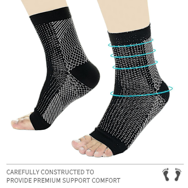 3 par Neuropati Sokker, lindrende sokker til neuropatiske smerter, kompressionsstrømper til tendinitis, plantar fasciitis, neuropati - Sort - Black - L XL