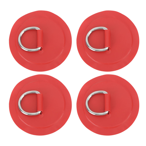 4 stk. D-ring patch PVC rund form stærk rustfrit stål D-ring pad til båd raft paddleboard rød