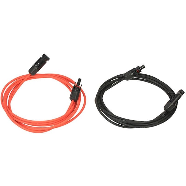 14 AWG 1500V Solcellepanel Skjøteledning med Vanntett Hunn- og Hannkontakt (14AWG Rød + Svart 1 stk * 3 meter (10FT))