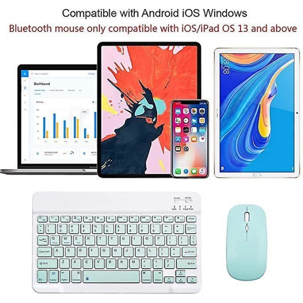 10 tommer Bluetooth trådløst tastatur og mus til Ipad Air Pro Green