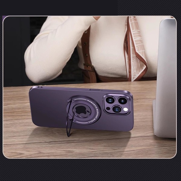 Case til iPhone 15 Pro Max med usynligt stativ, kompatibel med Magsafe PC-cover Slank Tynd Anti-fingeraftryk ridse Purple