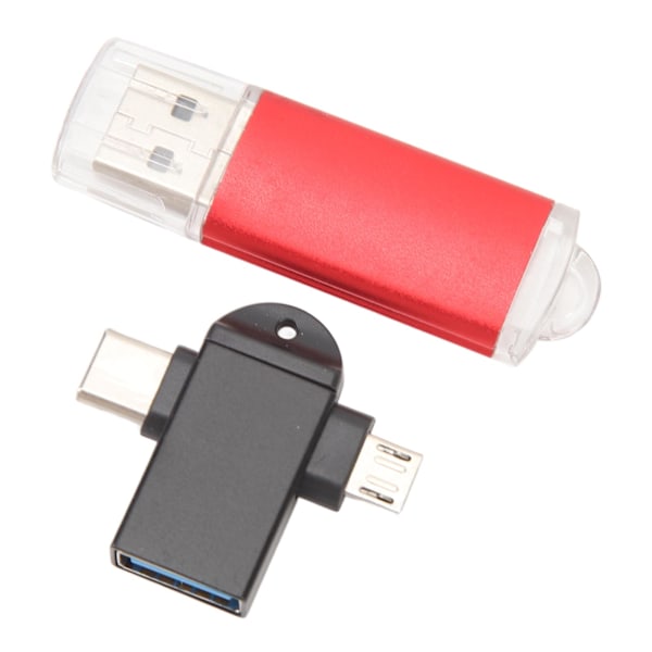 USB-minne Kompakt Portabel USB-minne med USB till Typ C och Micro USB-adapter för Windows 98 för OS X 9 Röd 128GB