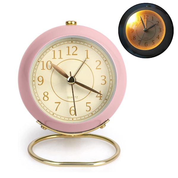 Tysta Små Bordsklockor, Rosa Väckarklocka för Sovrum Pastell Pink