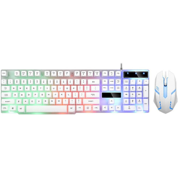 Trådlöst tangentbord mussats GTX300 Combo Kit LED-bakgrundsbelysning, vit