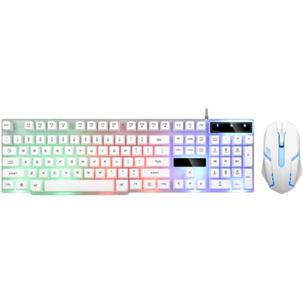 Trådløst tastatur mus kit GTX300 Combo Kit LED baggrundsbelysning, hvid