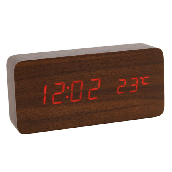 Digital LED Väckarklocka i Trädesign -  / Röd brown