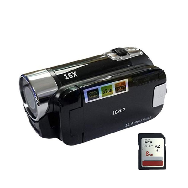 16X Zoom-kamera HD 1080p Digital Video Dv-videokamera 2,7 tommer (Sort Storbritannien)