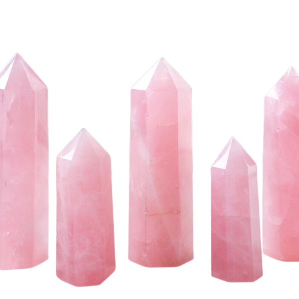 40-70 mm Naturlig Pink Rose Quartz Krystalpunkt Healing Obelisk Wand Lucky Stone 4-5CM