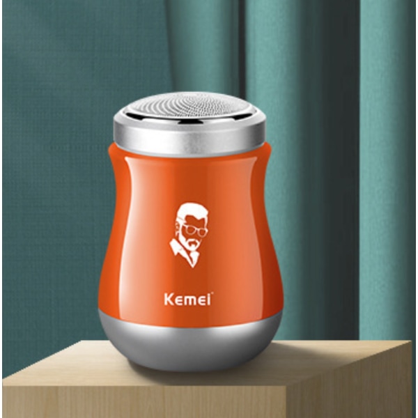 Elektrisk Rakapparat KM-RS91 Kroppstvätt Mini Portabel Trebladig Skäggtrimmer (Orange USB),