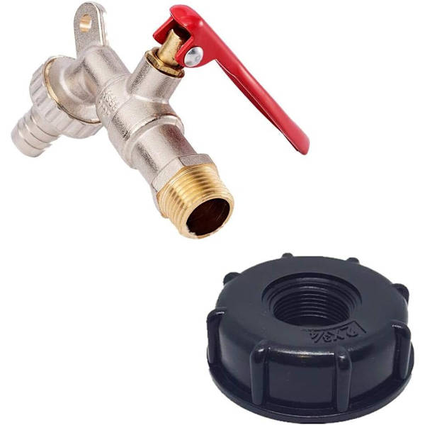 IBC-tankadapter, S60X6 Låsbar IBC-tankavloppsadapter till mässing