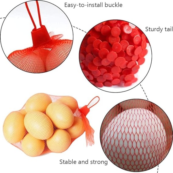 100 stk 40cm Egg-salgs Emballasje Oppbevaringspose Handlepose Nettpose red