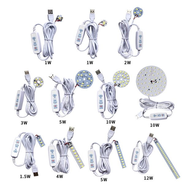 DC 5V dimbara LED-chips SMD LED-lampa DIY Light Justerbar LED A12