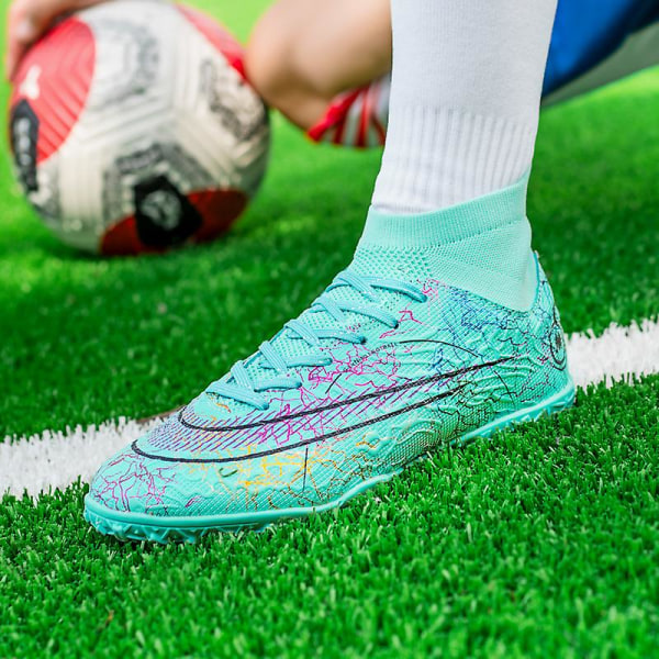 Fotbollsskor för män Halkfria fotbollsskor Klossar Gräs Fotbollssneakers Yj068 Blue 39