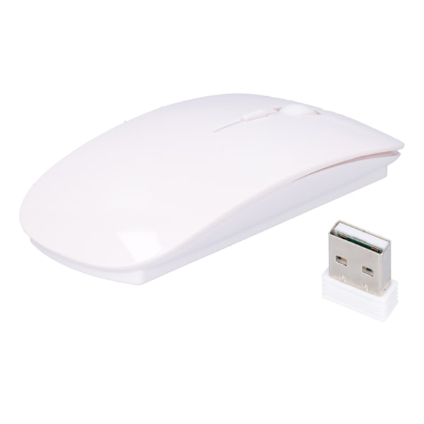 Trådløs mus Smart Slim Bærbar 2.4G Trådløs mus med USB-mottaker for bærbar PC, datamaskin, nettbrett Hvit