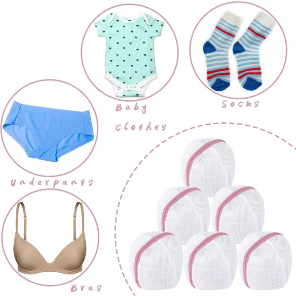 6st tvättpåse för underkläder, tvättpåse i mesh , speciell tvättpåse för underkläder