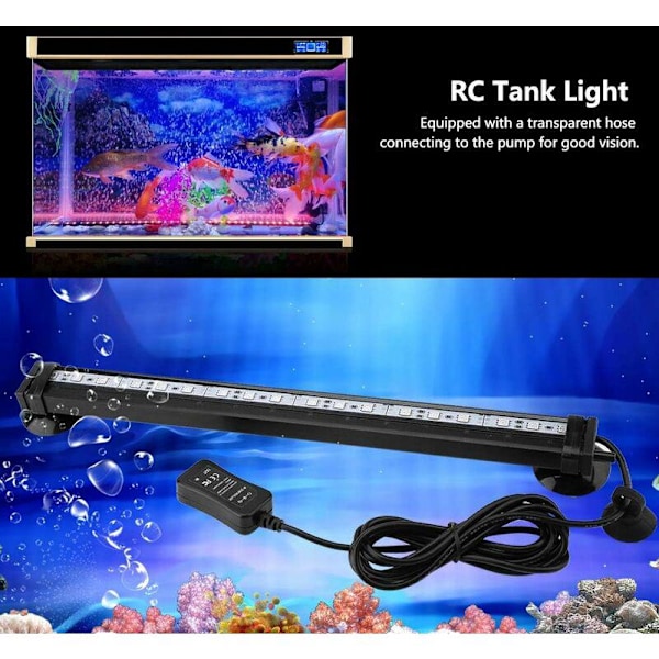 Akvarielys LED Fisk Tube Lampe Vandtæt Akvariefarve Undervands Akvarielys (31cm EU stik)