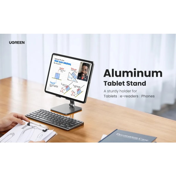 Säädettävä tablet-teline iPadille, alumiininen tablet-teline pöydälle