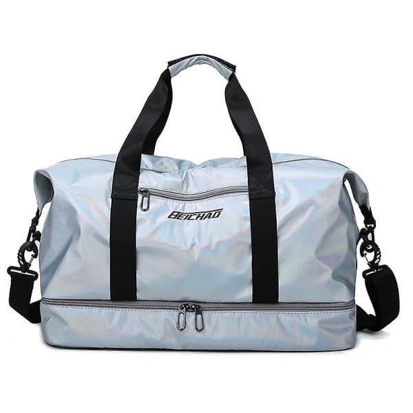 Duffel Tasker Rejsetaske Gymtasker Vandtæt Nylon Sportstaske Dame Yoga Taske Silver